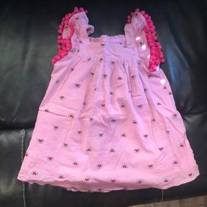 Toddler Watermelon dress w/ PomPom shoulder detail